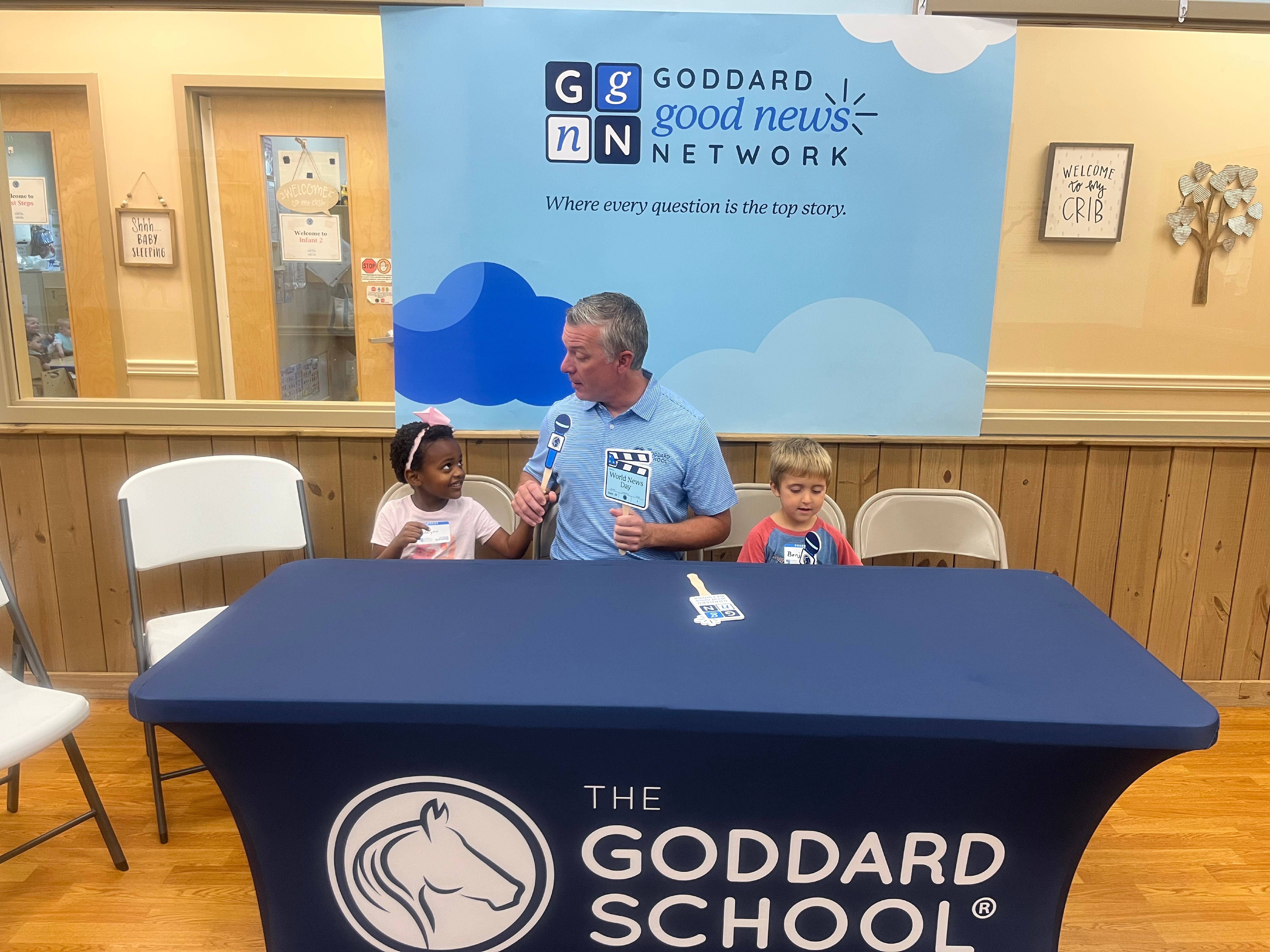 Preschoolers at the Goddard School of Gallatin act as “kid journalists” for World News Day