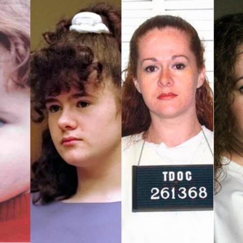 Christa Pike is set to be the first woman executed in Tennessee in two centuries. Four pictures from four different stages - as a young child, teenager in court room, police mug shot and one from a phto shoot after being in prison.