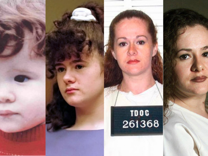 Christa Pike is set to be the first woman executed in Tennessee in two centuries. Four pictures from four different stages - as a young child, teenager in court room, police mug shot and one from a phto shoot after being in prison.