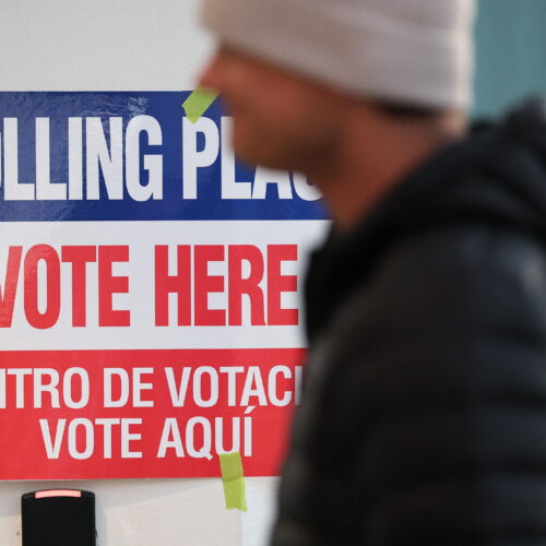 Voters arrive before casting their ballots at a polling location in Arlington, Va., on April 21. "This is my 22nd year [running elections]," one Colorado election official told NPR. "Absolutely, this is the most uncertain."