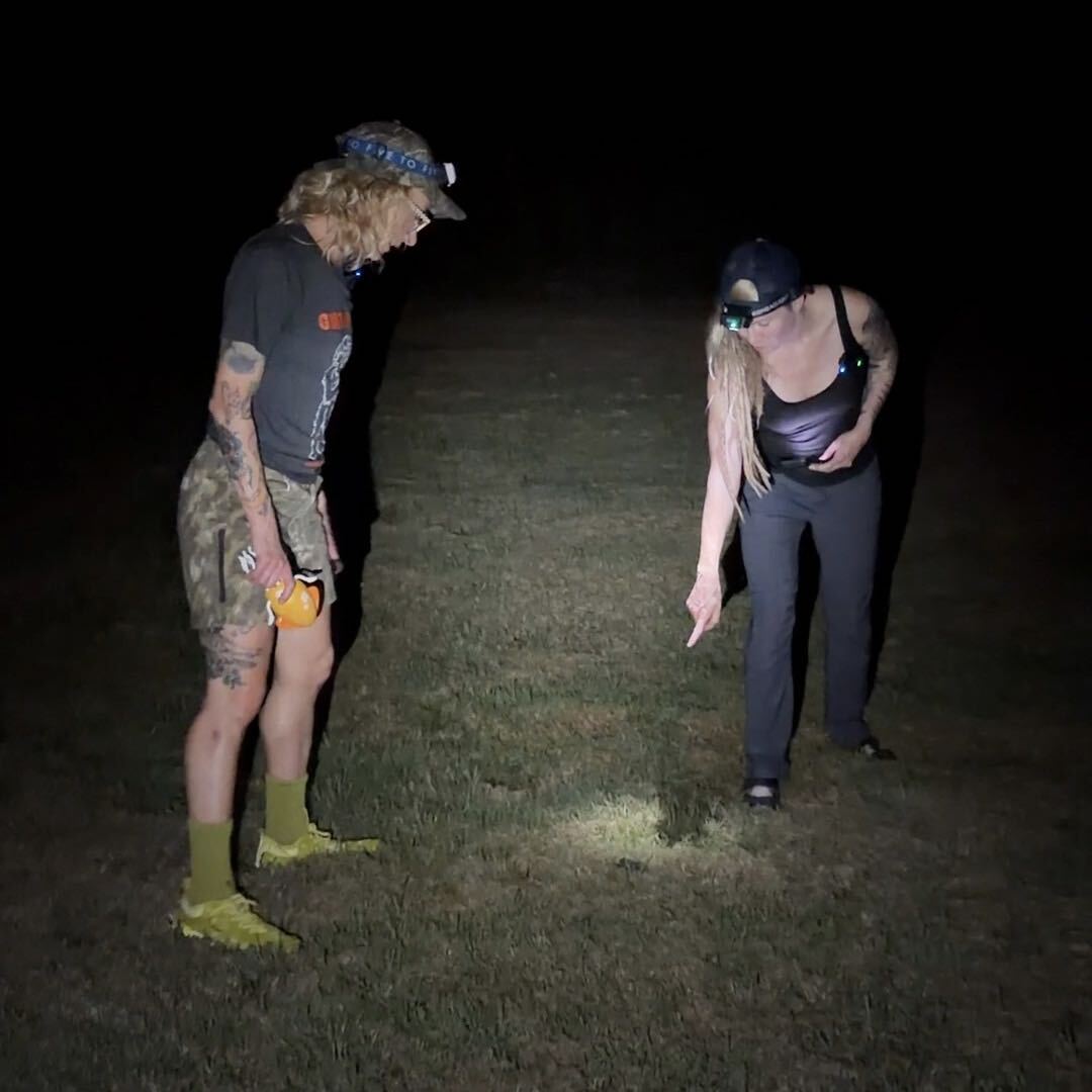 Two people search for clues of cryptids.