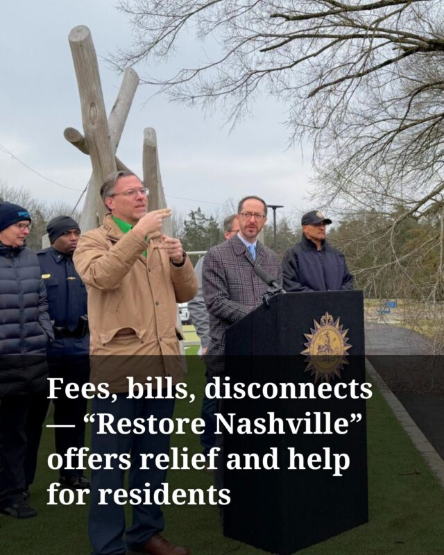 As a part of the “Restore Nashville” campaign announced Friday, Mayor Freddie O’Connell is asking multiple city departments to make changes to soften the impact of the storm recovery.

Plans include relief for fees and penalties for water and electric bills, waiving building permit fees, and providing a housing assistance program that received a donation from the Tennessee Titans. It will be administered through the Metro Action Commission.

“In the first hour alone, we received more than 130 applications. And on its second day, we are already at 800 applications,” said Metro Action Executive Director Jamekia Bies. “This shows just how great the need is.”

The application for the housing fund will be open only through this Thursday (tomorrow).

Applicants must reside in Davidson County, have been impacted by the storm and meet income eligibility requirements.

Tap link in bio for the Davidson County Emergency Winter Housing Assistance program info.

Photo: Justin Barney / WPLN