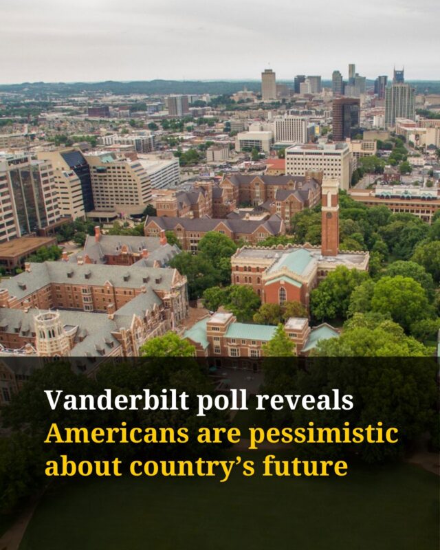 The latest poll from Vanderbilt University finds that the majority of Americans are concerned about the country’s future as the cost of living rises and trust among politicians weakens.

When asked, over 77% disagreed on the idea that their living expenses have decreased, and 63% believe the US economy is “bad.”

John Geer, co-director of the Vanderbilt Unity poll, worked with his team to learn what people are thinking. 

They found that Americans are frustrated with how the two main political parties interact, and the majority don’t believe politicians care about them.

Only 12% of people believe that Democrats care about them, and only 13% of people believe Republicans care about them, with both describing the parties as lacking sympathy. 

Geer says the lack of trust, along with a struggling economy, appears to signal that there will be a shift of power in upcoming elections, like ones we’ve seen across the world.

Follow along for more and tap link in bio to sign up for the NashVillager newsletter — local and national coverage delivered to your inbox 5 days a week.