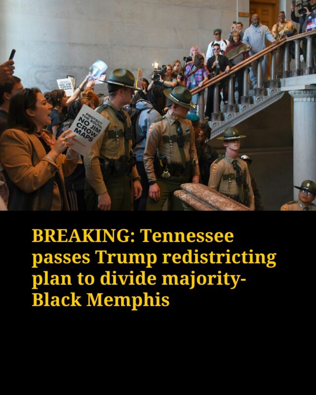 Heeding a call from President Trump to give Republicans more seats in Congress, Tennessee’s GOP-led statehouse voted to carve Memphis into three reliably red districts.

Democrats and protesters have criticized the redistricting plan, which struck down state law against mid-decade redistricting and did in three days what usually takes months. 

Republicans say the new maps will represent the state’s GOP majority by sending all Republicans to the U.S. House. 

Democrats in both chambers staged walkouts as the measure passed. Three protesters from Memphis were arrested for refusing to clear the House gallery, including the brother of Rep. Justin J. Pearson, D-Memphis, who had been running for congress in Memphis’s former 9th Congressional District.

Follow for more from reporter Marianna Bacallao and tap link in the bio for the full story.

Photos: Marianna Bacallao / WPLN, George Walker IV / AP
