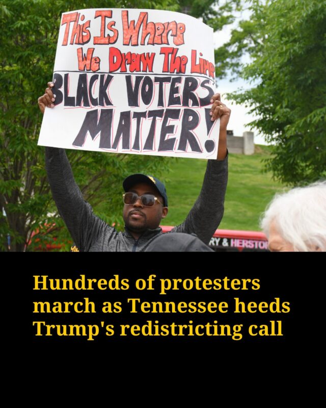 Hundreds of protesters gathered at Tennessee’s capitol Tuesday as lawmakers began a special session to consider splitting Memphis’s Democratic stronghold into reliably red districts. 

Tennessee’s Republican supermajority is heeding a call from President Donald Trump to give the GOP more seats in Congress. Republican Gov. Bill Lee, initially hesitant about the timeline of new maps, called the special session after a phone call with Trump. 

Lawmakers will likely only have three days to redistrict, a process that usually takes months.

So far, Republicans have struck down Democratic proposals to give the public more feedback in the redistricting process. In a House committee Tuesday morning, GOP leadership quashed efforts to hold public feedback meetings or to release the proposed maps publicly 72 hours before a final vote. The House Ad Hoc Committee also voted to ban disruptive observers from the entirety of the special session. 

Follow for more from reporter Marianna Bacallao. Tap link in the bio for ongoing coverage of this special session.

Photos: Marianna Bacallao / WPLN
