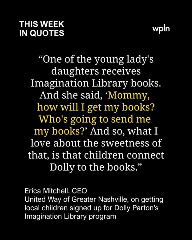 Notable quotables for the week largely focused on the passing of country music legend, philanthropist and beloved Tennessean, Dolly Parton.

But WPLN also covered other goings on in the community, including the outlook for Flock cameras in Nashville, and how some churches are finding resourceful ways to help struggling neighbors access food.

Tap link in bio for our in-depth stories and to sign up for the NashVillager newsletter, a human-powered 5-day-a-week email direct to your inbox with local stories, info, and ticket giveaways.