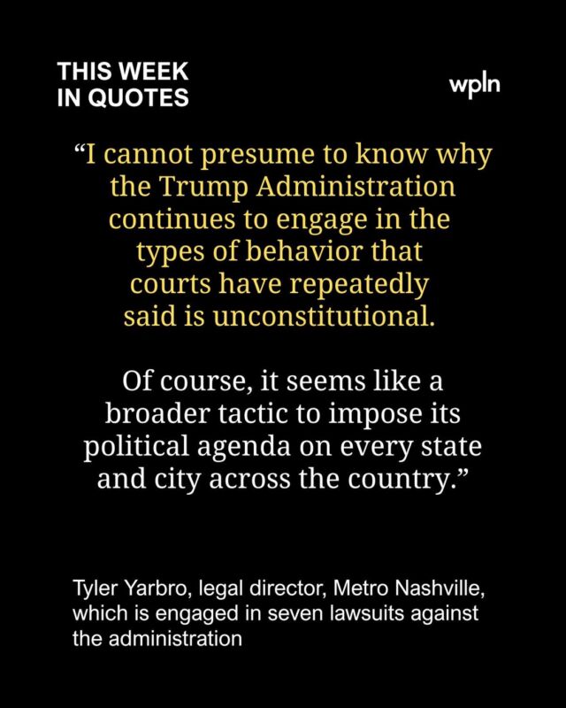 Notable quotables for the week took a dive into the common threads in Nashville’s seven ongoing lawsuits against the Trump Administration. They’re largely focused on federal funding — canceled grants, new conditions on money Congress already promised. The cases have seen early successes, with the courts at least temporarily halting the revocations.

State Rep. John Ray Clemmons is among the critics of Gov. Bill Lee’s “Choice Lanes” project on Interstate 24. The state awarded the construction and management contract to a consortium of private-sector companies called Drive TN. It spans 50 years and is expected to be worth $10 billion.

There is a lot of discussion about data center proposals in Tennessee, but Gallatin has already had a hyperscale project operating in its borders for two years. It’s the top tax revenue contributor for the city government, but it still has critics in its neighborhood.

Tap link in bio for our in-depth stories and to sign up for the NashVillager newsletter, a human-powered 5-day-a-week email direct to your inbox with local stories, info, and ticket giveaways.