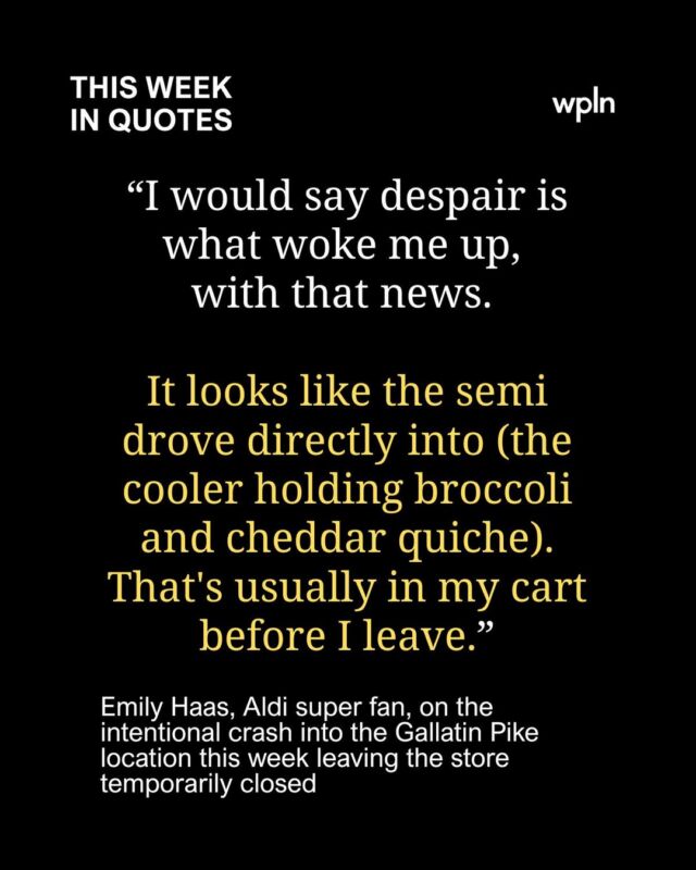 Notable quotables for the week look at Nashville’s film industry, which could be on a major upswing. Paramount Skydance is hiring and building stages in the area. There’s discourse on whether Nashville can draw the talent it would need. Metro’s new enterinment office director says she’s not worried.

Earlier this summer, WPLN and ProPublica published an investigation into a company that operates juvenile justice centers acorss the state. Lawmakers are now wanting the statehouse to conduct its own investigation. 

And a semi-driver allowed his intrusive thoughts to win. He crashed his rig into the entrance of the Aldi grocery store on Gallatin Pike, causing a stir for the chain’s devotees.

Tap link in bio for more stories and subscribe to the NashVillager newsletter (5 days a week) for local stories, reporting, ticket giveaways and more.