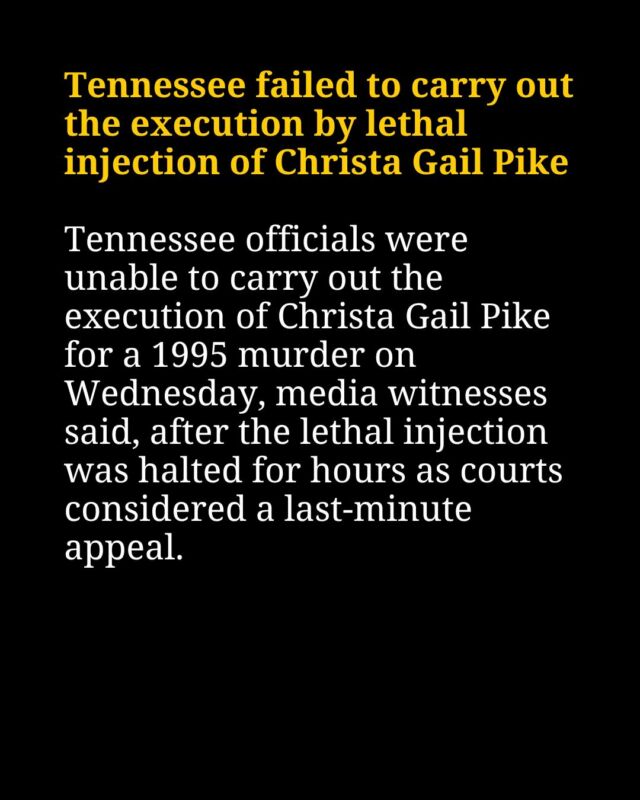 Tennessee failed to carry out the execution of Christa Pike yesterday. Media witnesses say that although prison officials gave Pike what was intended to be a lethal injection, she did not stop breathing and was at times still moving and snoring when they were eventually told to leave.

As of late Wednesday, it was unclear whether Pike was still alive.

WPLN reporter Catherine Sweeney was among those watching as an official media witness. She says under the state's protocol, a second dose can be given if the first one isn’t fatal, but that’s very rare.

“This is an enormous dose of a sedative that should not ever need to happen twice. But it did, and then she stayed alive. I think one of the issues that we have here is the protocol doesn’t talk about what happens if you did this twice and then they’re still alive. I don’t think that is something that was planned for.”

Reporters outside later saw an ambulance leave. A spokesperson for the Tennessee Department of Corrections was unable to provide more information.

It marks the second time this year that a planned execution has gone awry in Tennessee. In May, the execution of Tony Carruthers failed after officials struggled with IV access.

Tap link in bio for the full story.

Producer/Editor: Megan Jones